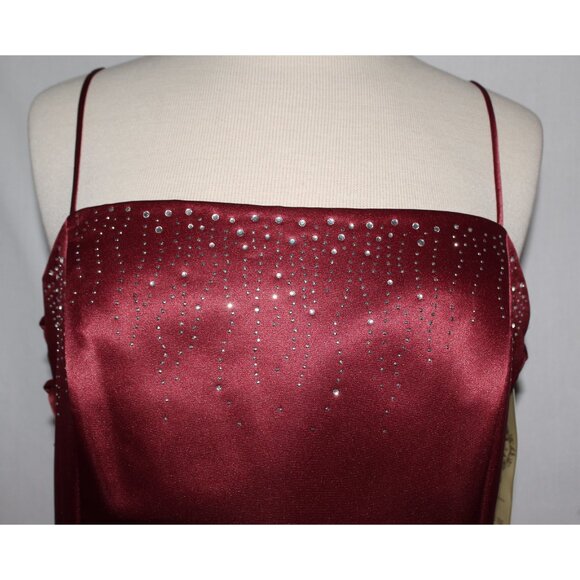 Dollar Fashion #3444 Long Satin Gown With Side Lacing-Size 2X-BURGUNDY-NWT - Picture 6 of 7